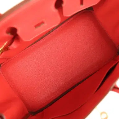 HERMÈS Pre-owned Hermes Birkin 25 Rouge Pivone Togo Gold Hardware | Thumbnail 8