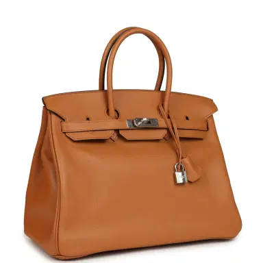 HERMÈS Pre-owned Hermes Birkin 35 "Sea Surf and Fun" Toffee Novillo Palladium Hardware | Thumbnail 2