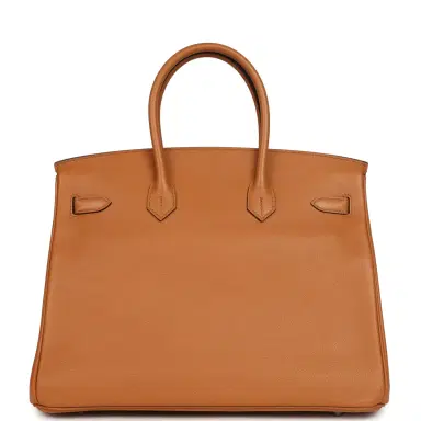 HERMÈS Pre-owned Hermes Birkin 35 "Sea Surf and Fun" Toffee Novillo Palladium Hardware | Thumbnail 4