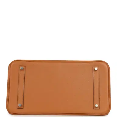 HERMÈS Pre-owned Hermes Birkin 35 "Sea Surf and Fun" Toffee Novillo Palladium Hardware | Thumbnail 6