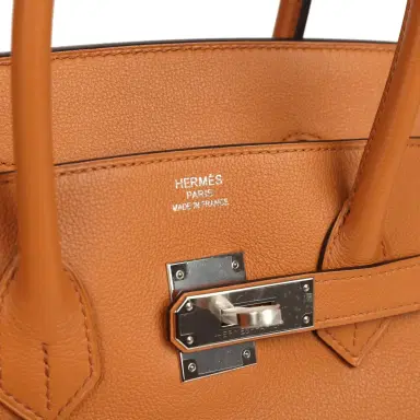 HERMÈS Pre-owned Hermes Birkin 35 "Sea Surf and Fun" Toffee Novillo Palladium Hardware | Thumbnail 7
