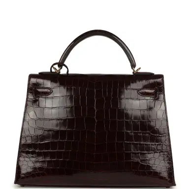 HERMÈS Pre-owned Hermes Kelly Sellier 32 Bordeaux Shiny Niloticus Crocodile Gold Hardware | Thumbnail 4