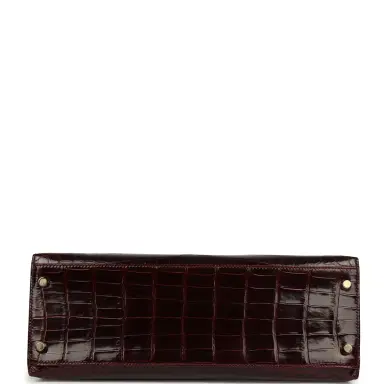 HERMÈS Pre-owned Hermes Kelly Sellier 32 Bordeaux Shiny Niloticus Crocodile Gold Hardware | Thumbnail 6