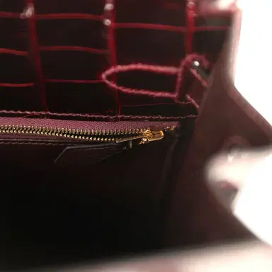HERMÈS Pre-owned Hermes Kelly Sellier 32 Bordeaux Shiny Niloticus Crocodile Gold Hardware | Thumbnail 9