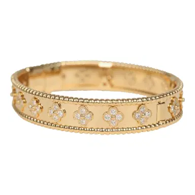 Van Cleef & Arpels Pre-owned Van Cleef & Arpels Medium Perlee Diamond Bracelet 18K Yellow Gold Hardware | Thumbnail 3 Van Cleef & Arpels Pre-owned Van Cleef & Arpels Medium Perlee Diamond Bracelet 18K Yellow Gold Hardware | Thumbnail 3