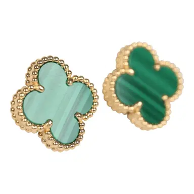 Van Cleef & Arpels Van Cleef & Arpels Vintage Alhambra Motif Earrings Malachite 18K Yellow Gold | Thumbnail 2 Van Cleef & Arpels Van Cleef & Arpels Vintage Alhambra Motif Earrings Malachite 18K Yellow Gold | Thumbnail 2