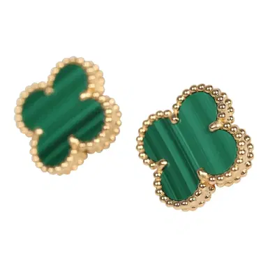 Van Cleef & Arpels Van Cleef & Arpels Vintage Alhambra Motif Earrings Malachite 18K Yellow Gold | Thumbnail 3 Van Cleef & Arpels Van Cleef & Arpels Vintage Alhambra Motif Earrings Malachite 18K Yellow Gold | Thumbnail 3