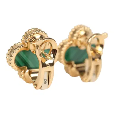 Van Cleef & Arpels Van Cleef & Arpels Vintage Alhambra Motif Earrings Malachite 18K Yellow Gold | Thumbnail 4 Van Cleef & Arpels Van Cleef & Arpels Vintage Alhambra Motif Earrings Malachite 18K Yellow Gold | Thumbnail 4