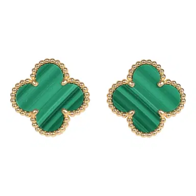 Van Cleef & Arpels Van Cleef & Arpels Vintage Alhambra Motif Earrings Malachite 18K Yellow Gold | Thumbnail 1 Van Cleef & Arpels Van Cleef & Arpels Vintage Alhambra Motif Earrings Malachite 18K Yellow Gold | Thumbnail 1