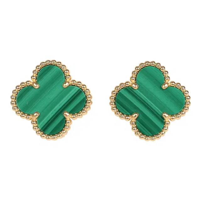 Van Cleef & Arpels Van Cleef & Arpels Vintage Alhambra Motif Earrings Malachite 18K Yellow Gold