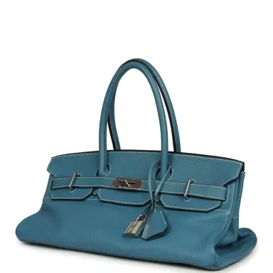 HERMÈS Vintage Hermes Shoulder Birkin 42 JPG Blue Jean Clemence Palladium Hardware | Thumbnail 5 HERMÈS Vintage Hermes Shoulder Birkin 42 JPG Blue Jean Clemence Palladium Hardware | Thumbnail 5
