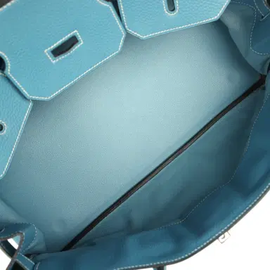 HERMÈS Vintage Hermes Shoulder Birkin 42 JPG Blue Jean Clemence Palladium Hardware | Thumbnail 8 HERMÈS Vintage Hermes Shoulder Birkin 42 JPG Blue Jean Clemence Palladium Hardware | Thumbnail 8