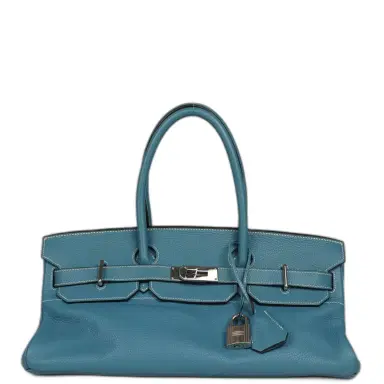 HERMÈS Vintage Hermes Shoulder Birkin 42 JPG Blue Jean Clemence Palladium Hardware | Thumbnail 1 HERMÈS Vintage Hermes Shoulder Birkin 42 JPG Blue Jean Clemence Palladium Hardware | Thumbnail 1