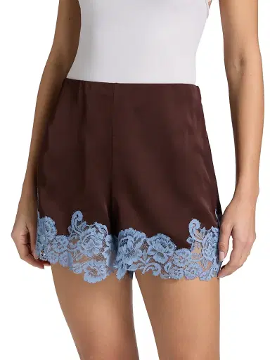 A.L.C. Women's Pipa Contrast Lace-Trim Shorts - Ganache French Blue | Thumbnail 3 A.L.C. Women's Pipa Contrast Lace-Trim Shorts - Ganache French Blue | Thumbnail 3