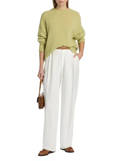 The Elder Statesman Women's Nimbus Calla Cashmere-Cotton Crewneck Sweater - Sage | Thumbnail 2 The Elder Statesman Women's Nimbus Calla Cashmere-Cotton Crewneck Sweater - Sage | Thumbnail 2