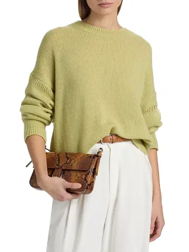 The Elder Statesman Women's Nimbus Calla Cashmere-Cotton Crewneck Sweater - Sage | Thumbnail 3 The Elder Statesman Women's Nimbus Calla Cashmere-Cotton Crewneck Sweater - Sage | Thumbnail 3