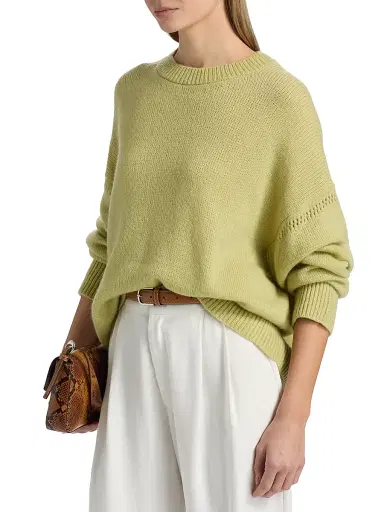 The Elder Statesman Women's Nimbus Calla Cashmere-Cotton Crewneck Sweater - Sage | Thumbnail 4 The Elder Statesman Women's Nimbus Calla Cashmere-Cotton Crewneck Sweater - Sage | Thumbnail 4