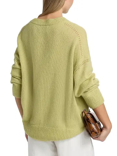 The Elder Statesman Women's Nimbus Calla Cashmere-Cotton Crewneck Sweater - Sage | Thumbnail 5 The Elder Statesman Women's Nimbus Calla Cashmere-Cotton Crewneck Sweater - Sage | Thumbnail 5