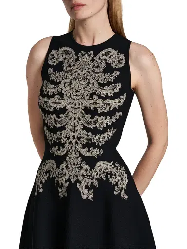 McQueen Women's Jacquard Pleated Minidress - Black Platinum | Thumbnail 6