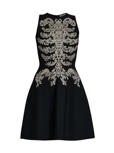 McQueen Women's Jacquard Pleated Minidress - Black Platinum | Thumbnail 1