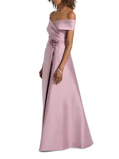 Teri Jon by Rickie Freeman Women's Mikado Lace Off-the-Shoulder Overlay Gown - Mauve | Thumbnail 4 Teri Jon by Rickie Freeman Women's Mikado Lace Off-the-Shoulder Overlay Gown - Mauve | Thumbnail 4