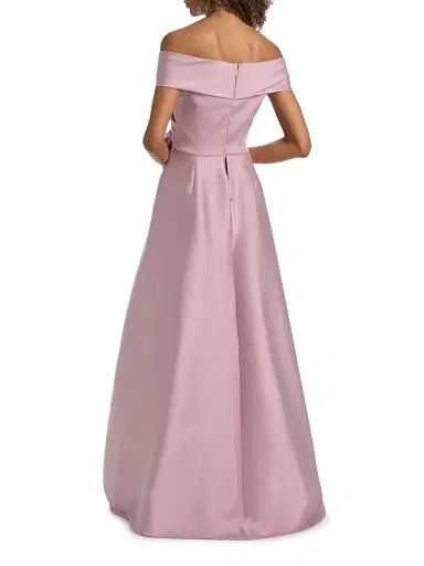 Teri Jon by Rickie Freeman Women's Mikado Lace Off-the-Shoulder Overlay Gown - Mauve | Thumbnail 5 Teri Jon by Rickie Freeman Women's Mikado Lace Off-the-Shoulder Overlay Gown - Mauve | Thumbnail 5
