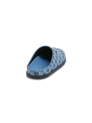 Gucci Women's New Sol GG Denim Horsebit Mules - Medium Blue | Thumbnail 3