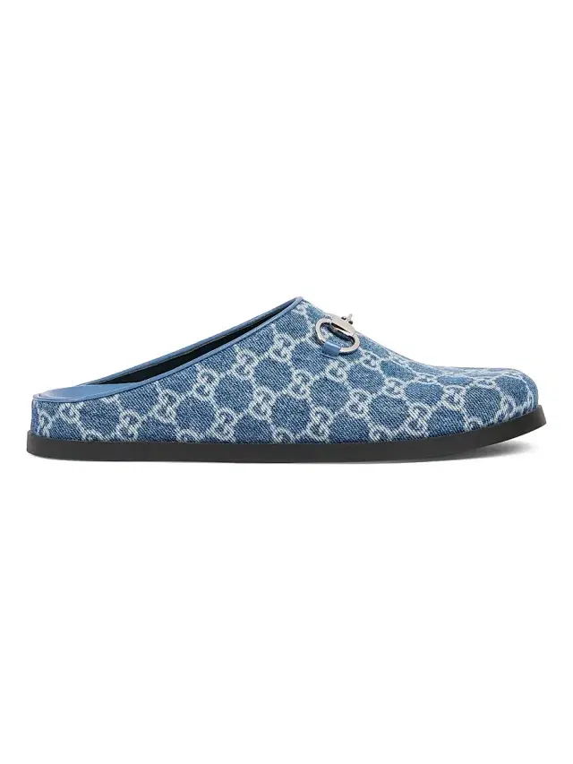 Gucci Women's New Sol GG Denim Horsebit Mules - Medium Blue