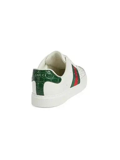 Gucci Men's Balkesir Low-Top Leather Sneakers - White - Size 14 | Thumbnail 3