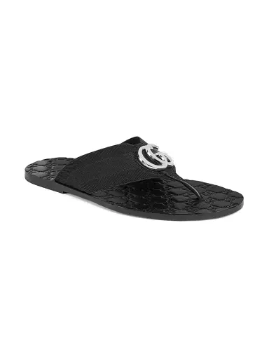 Gucci Men's Riviera Logo Flip-Flops - Black - Size 11 | Thumbnail 2
