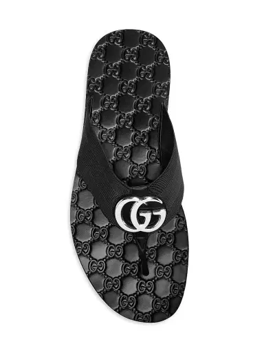 Gucci Men's Riviera Logo Flip-Flops - Black - Size 11 | Thumbnail 4