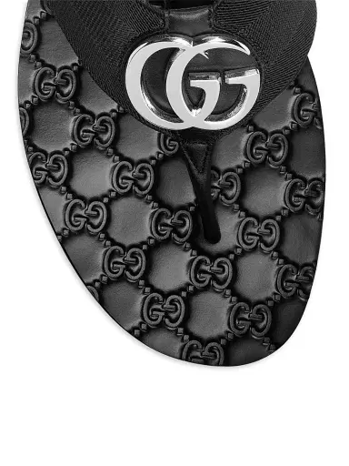 Gucci Men's Riviera Logo Flip-Flops - Black - Size 11 | Thumbnail 5