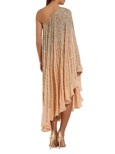 Mac Duggal Women's Cocktail One-Shoulder Sequin Gown - Champagne Gold - Size Large | Thumbnail 2