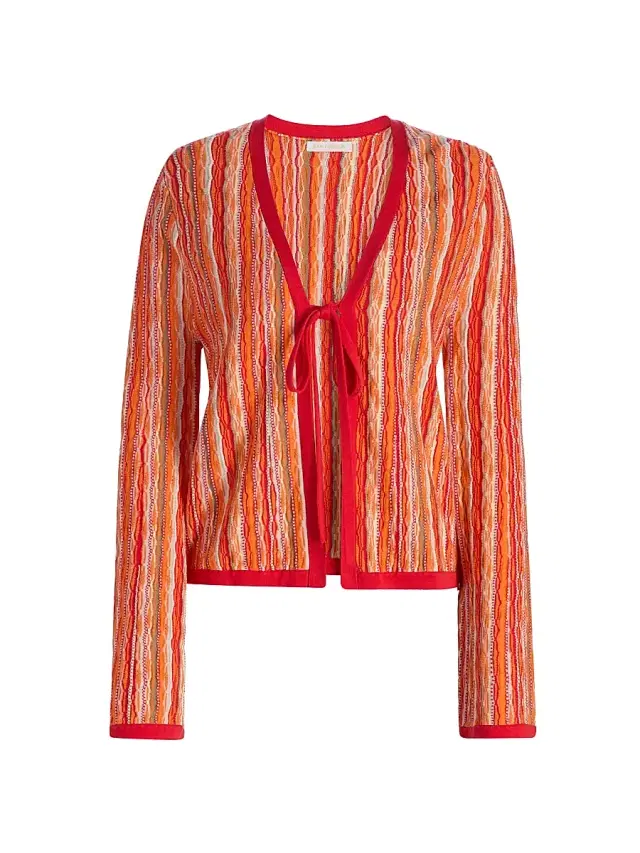 Women's Daniela Striped Cotton-Blend Cardigan - Crimson Combo Stripe