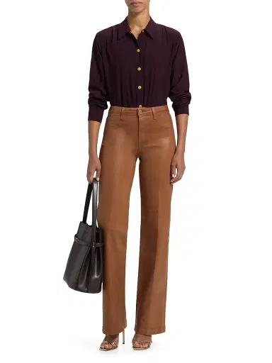 L'AGENCE Women's Cosette Pinstriped Button-Front Shirt - Dark Malbec Pinstripe | Thumbnail 2 L'AGENCE Women's Cosette Pinstriped Button-Front Shirt - Dark Malbec Pinstripe | Thumbnail 2