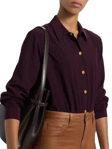 L'AGENCE Women's Cosette Pinstriped Button-Front Shirt - Dark Malbec Pinstripe | Thumbnail 6 L'AGENCE Women's Cosette Pinstriped Button-Front Shirt - Dark Malbec Pinstripe | Thumbnail 6