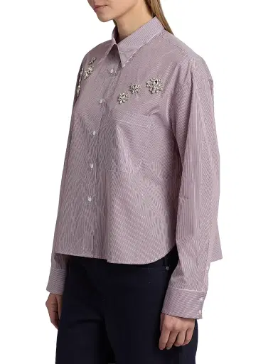 TWP Women's J. D. Crystal-Embellished Pinstripe Relaxed-Fit Shirt - White Wine - Size Medium | Thumbnail 4 TWP Women's J. D. Crystal-Embellished Pinstripe Relaxed-Fit Shirt - White Wine - Size Medium | Thumbnail 4