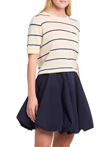 TWP Women's Striped Cashmere T-Shirt - Ivory Multi - Size Large | Thumbnail 4 TWP Women's Striped Cashmere T-Shirt - Ivory Multi - Size Large | Thumbnail 4