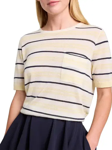 TWP Women's Striped Cashmere T-Shirt - Ivory Multi - Size Large | Thumbnail 6 TWP Women's Striped Cashmere T-Shirt - Ivory Multi - Size Large | Thumbnail 6