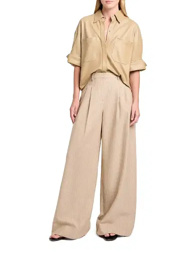 TWP Women's Avery Striped Wool-Linen Wide-Leg Pants | Thumbnail 2