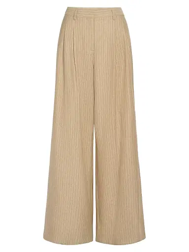 TWP Women's Avery Striped Wool-Linen Wide-Leg Pants | Thumbnail 1