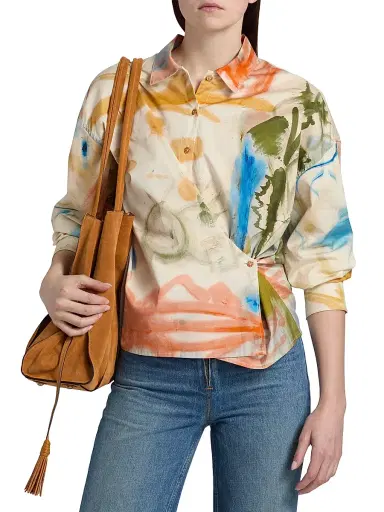 Ulla Johnson Women's Artist Printed Long-Sleeve Cotton Blouse - Western Dream - Size 10 | Thumbnail 3 Ulla Johnson Women's Artist Printed Long-Sleeve Cotton Blouse - Western Dream - Size 10 | Thumbnail 3