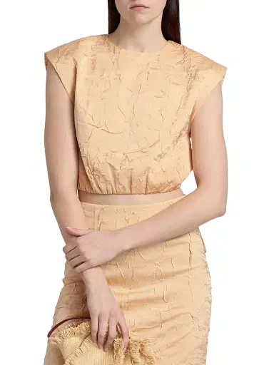 Ulla Johnson Women's Gisella Crinkled-Effect Crop Top - Driftwood | Thumbnail 3