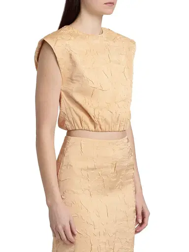 Ulla Johnson Women's Gisella Crinkled-Effect Crop Top - Driftwood | Thumbnail 4