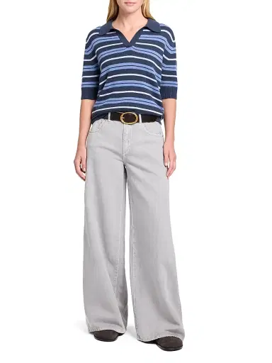 TWP Women's Slightly Oversized Cashmere Polo Shirt - Night Sky Multi - Size Medium | Thumbnail 2