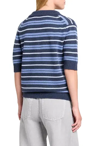 TWP Women's Slightly Oversized Cashmere Polo Shirt - Night Sky Multi - Size Medium | Thumbnail 4