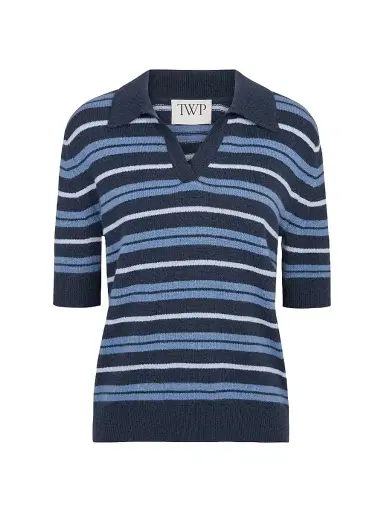 TWP Women's Slightly Oversized Cashmere Polo Shirt - Night Sky Multi - Size Medium | Thumbnail 1