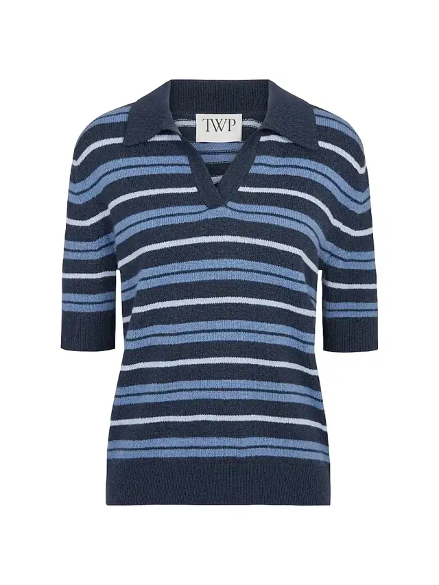 Women's Slightly Oversized Cashmere Polo Shirt - Night Sky Multi