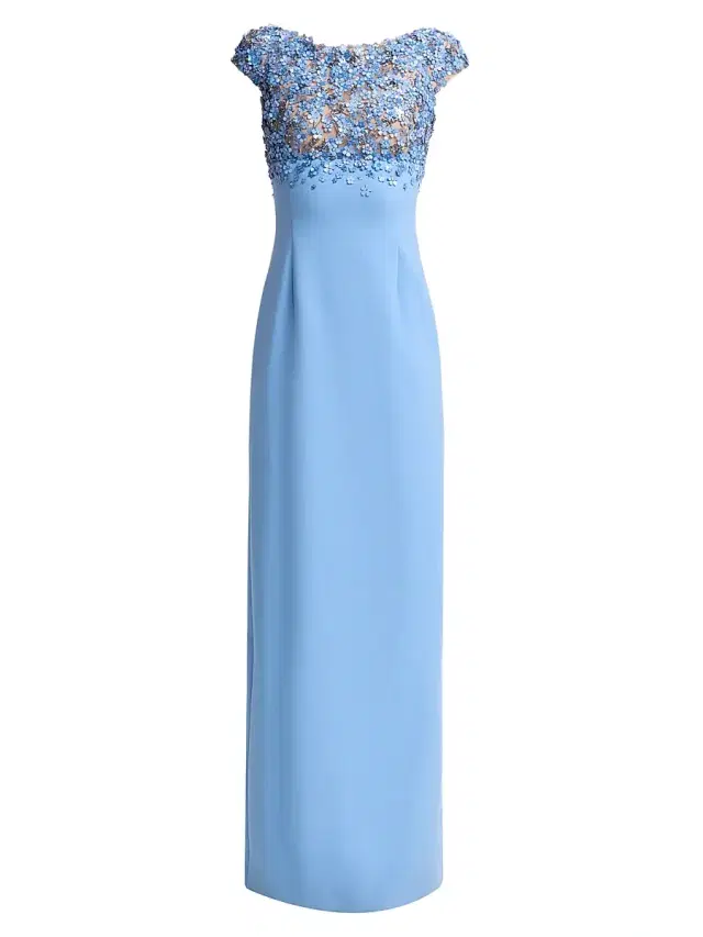 Oscar de la Renta Women's Crystal-Embellished Hydrangea Column Gown - Hydrangea