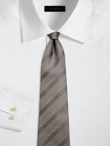 Kiton Men's Striped Silk Tie - Brown | Thumbnail 2 Kiton Men's Striped Silk Tie - Brown | Thumbnail 2